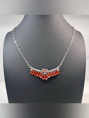 Native American Zuni Coral Petit Point Necklace